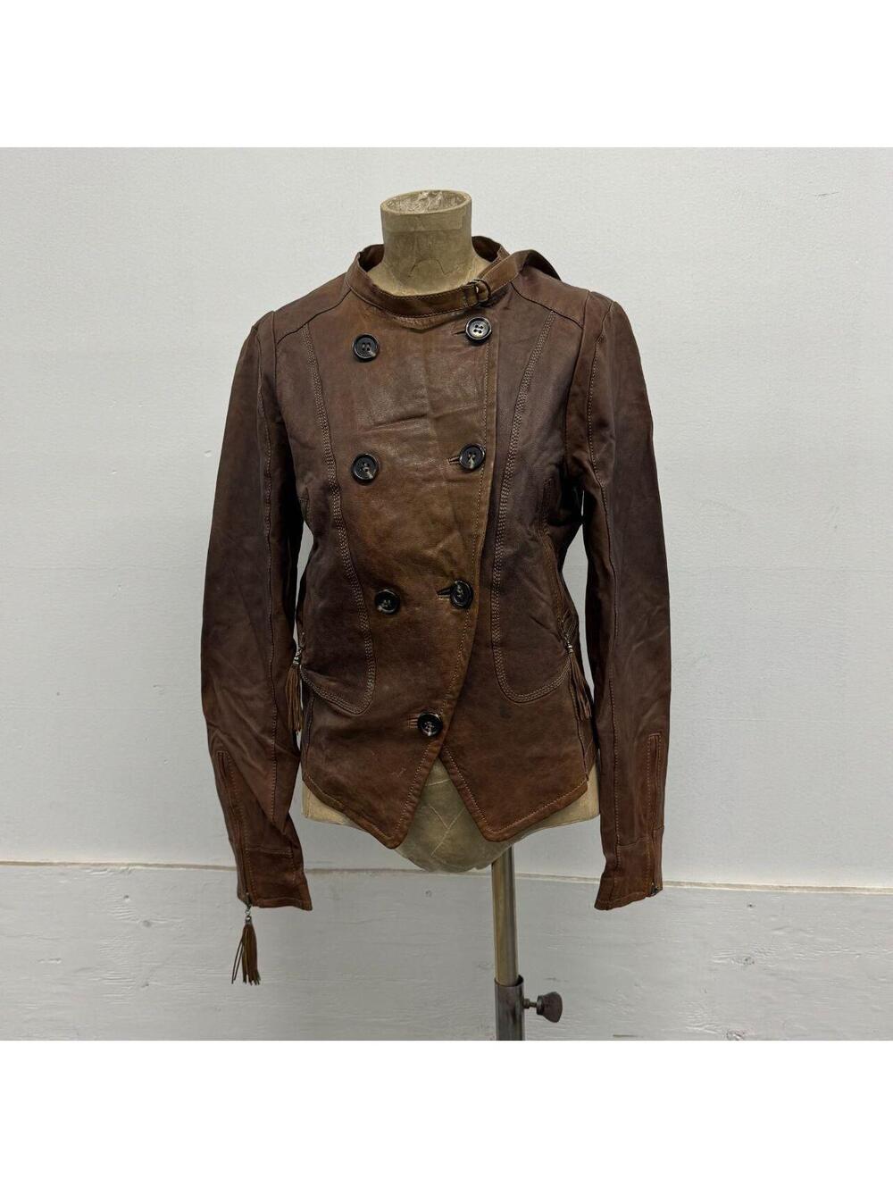 Vintage BASIC HOUSE Brown Lambskin Multi-Way Leather Jacket